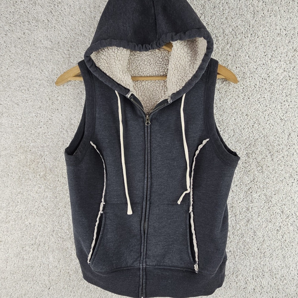 Old‎ Navy Sleeveless Hoodie Vest Faux Sherpa Lined Women's Large Full Zip